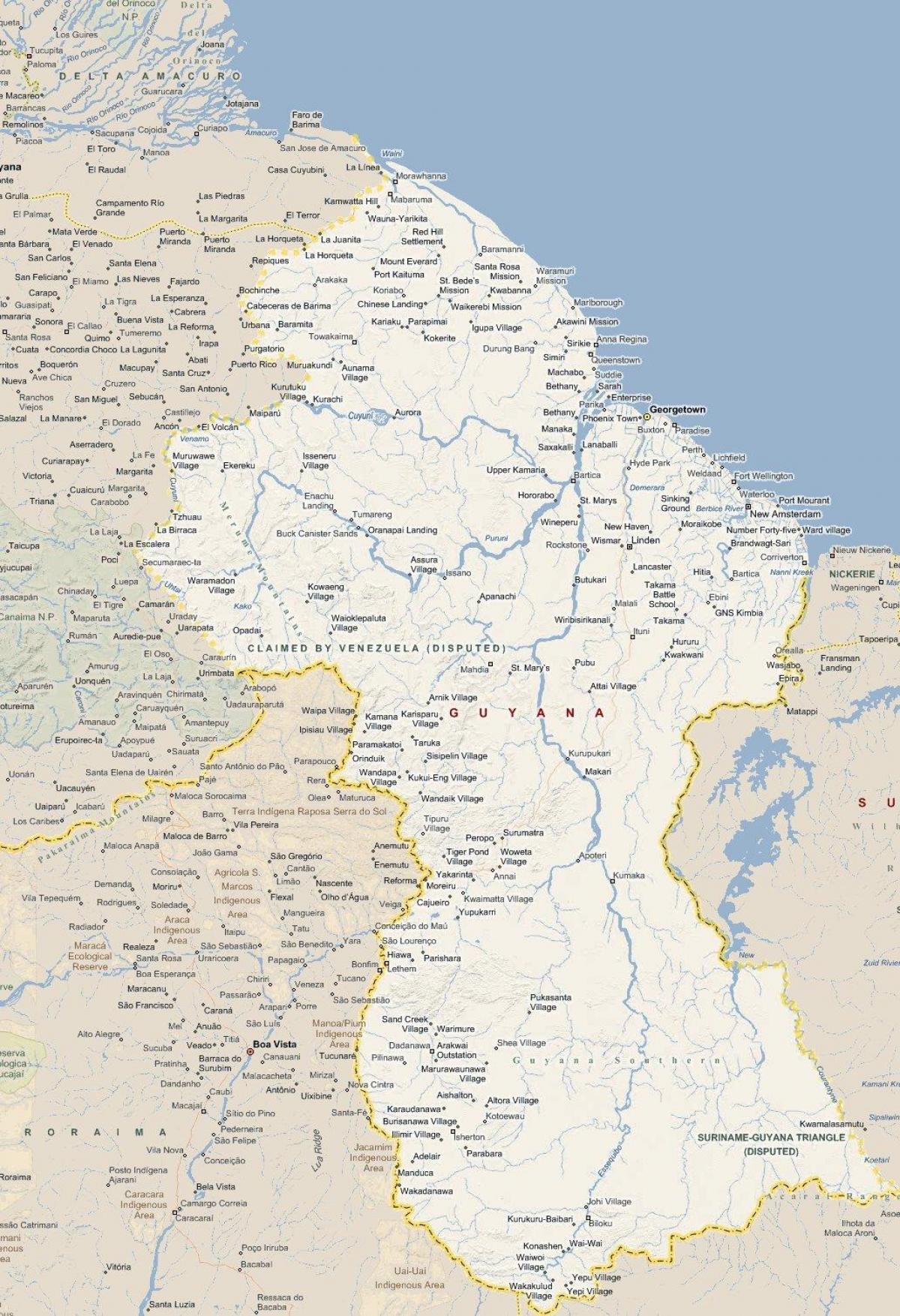 karta je detaljna karta Guayana
