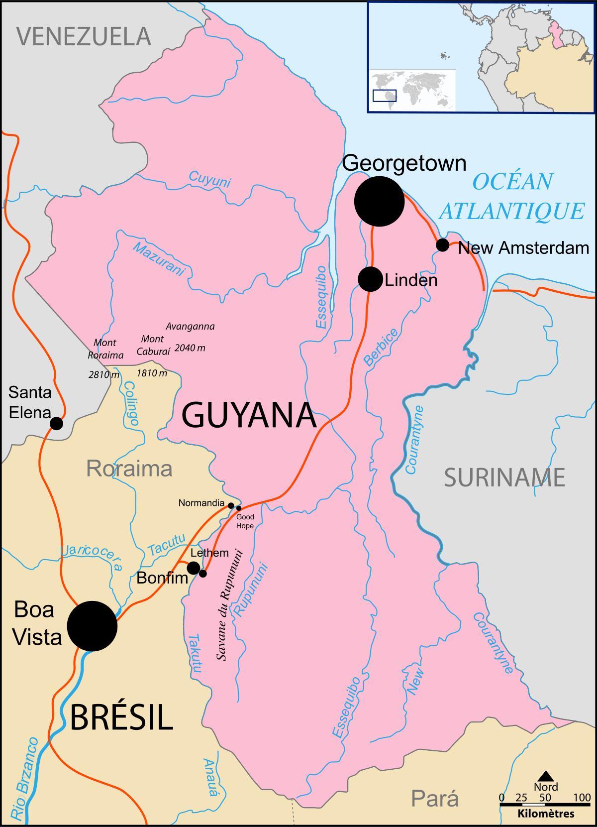 karta Gvajana lokacija na svijetu