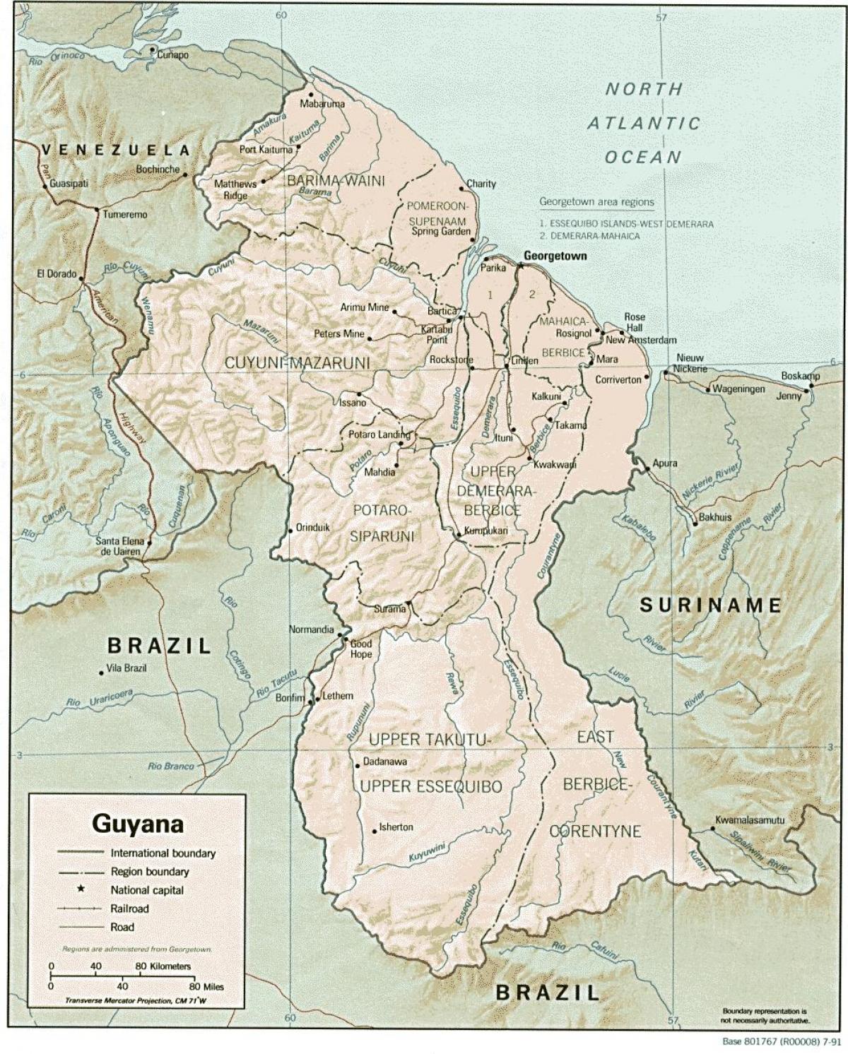 karta naselja indian u Gvajani