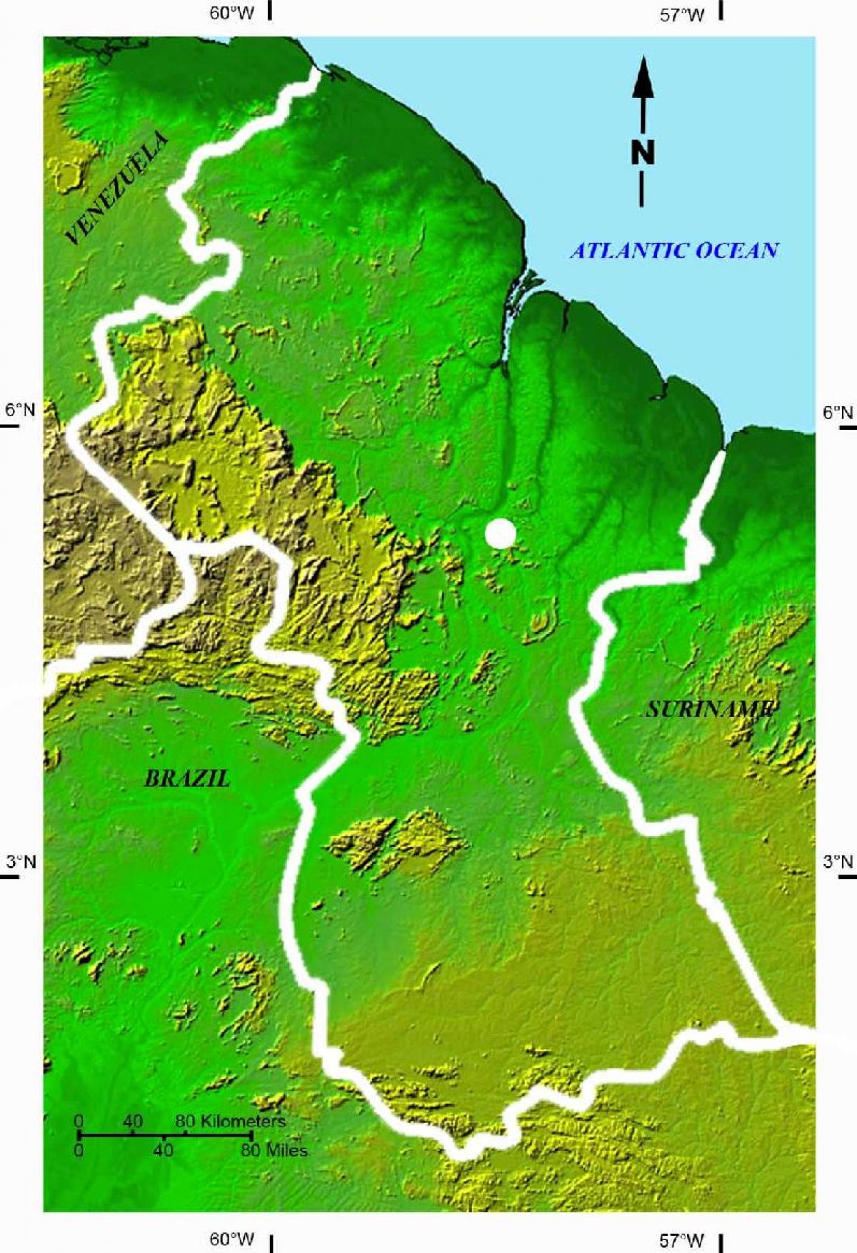 karta je satelitska karta Guayana