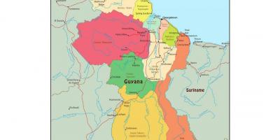 Karta Gvajana prikaži 10 upravnih područja