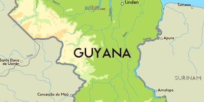 Karta fizička karta Guayana