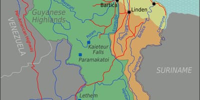 Istočna obala демерара u Gvajani karti